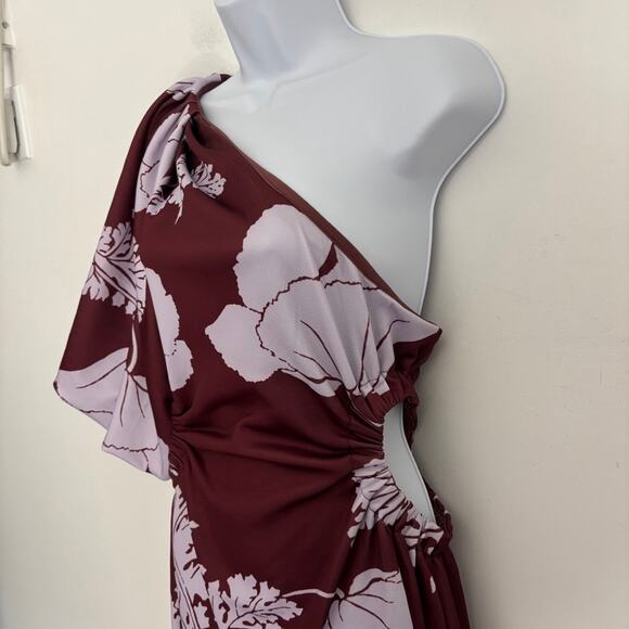 NWOT ASOS One Shoulder Midi Dress Romantic Avant Garde Wedding Guest 12 - Picture 4 of 8